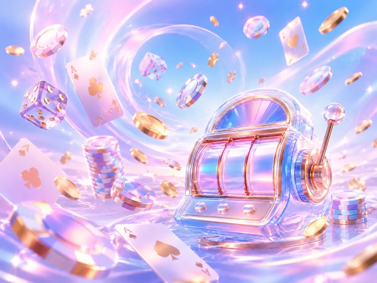 Pastel casino still life with playing cards